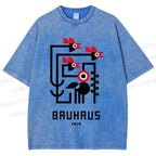 Unisex Bauhaus Geometric Bird Printed Washed Tee