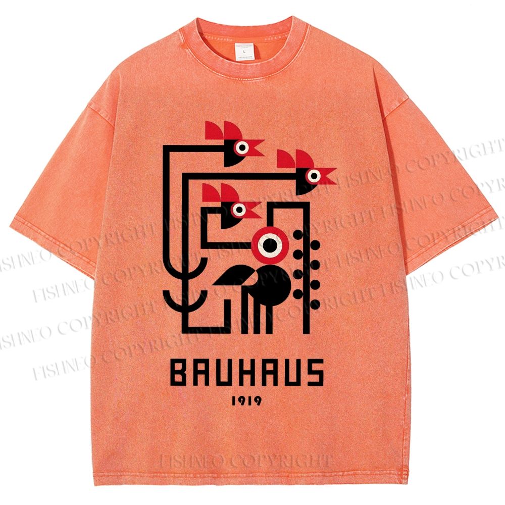 Unisex Bauhaus Geometric Bird Printed Washed Tee