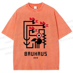 Unisex Bauhaus Geometric Bird Printed Washed Tee