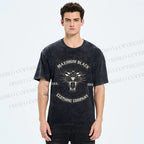 Unisex Maximum Black Tiger Printed Washed Tee