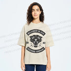 Unisex Maximum Black Tiger Printed Washed Tee