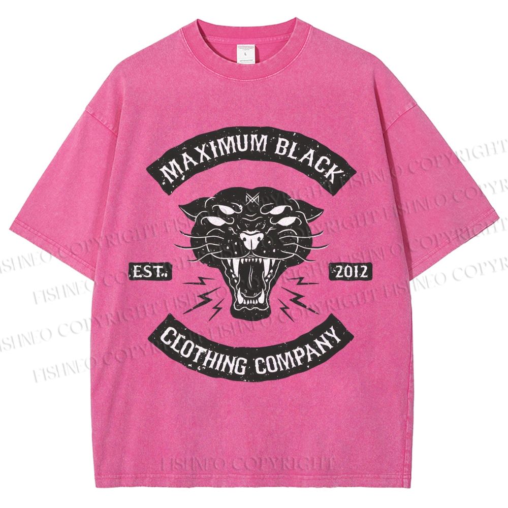 Unisex Maximum Black Tiger Printed Washed Tee
