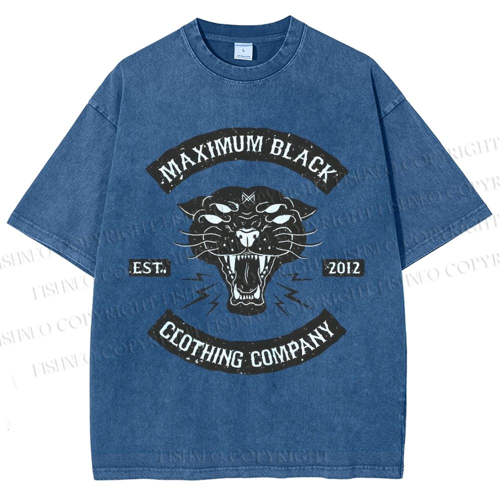 Unisex Maximum Black Tiger Printed Washed Tee