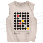 Unisex Bauhaus Geometric Circle Printed Washed Tank Top