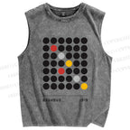Unisex Bauhaus Geometric Circle Printed Washed Tank Top