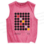 Unisex Bauhaus Geometric Circle Printed Washed Tank Top