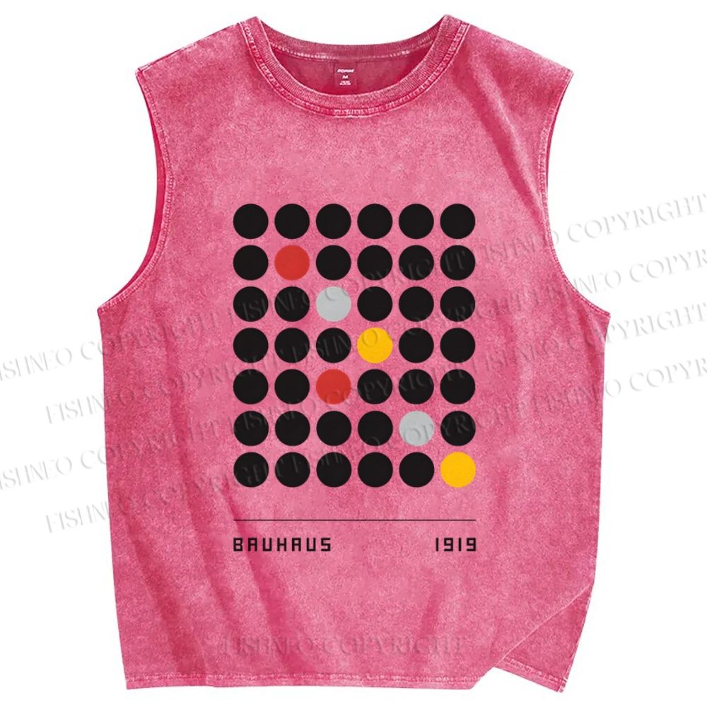 Unisex Bauhaus Geometric Circle Printed Washed Tank Top