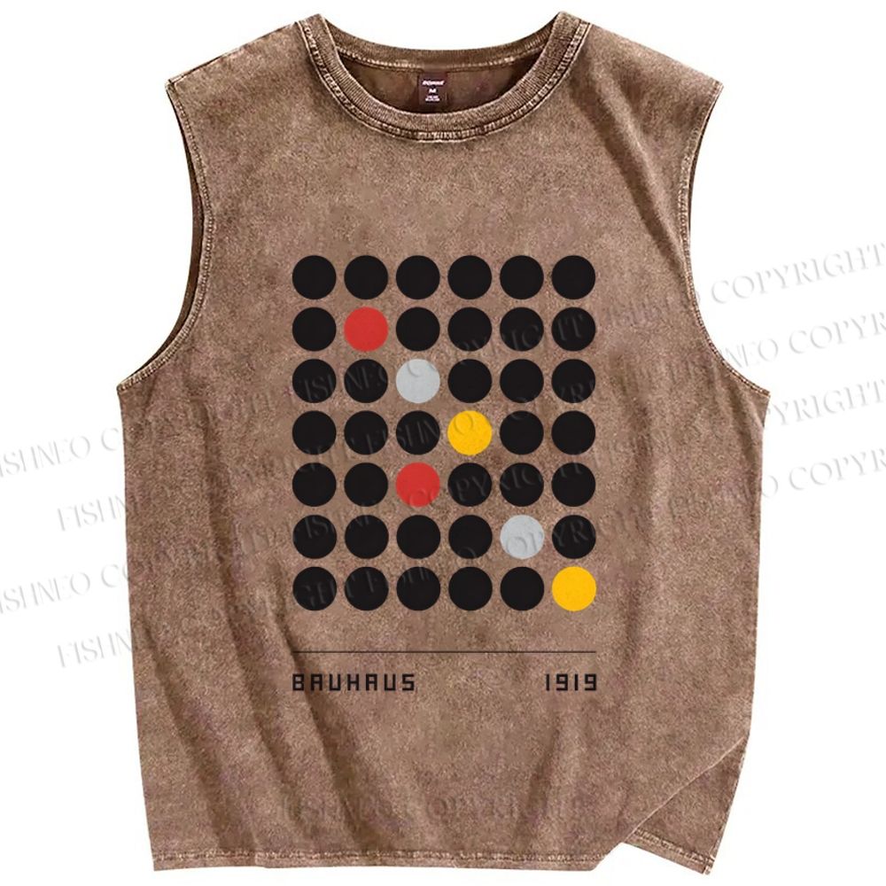 Unisex Bauhaus Geometric Circle Printed Washed Tank Top
