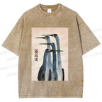 Unisex Fortune Ink Cranes Printed Washed Tee