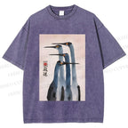 Unisex Fortune Ink Cranes Printed Washed Tee