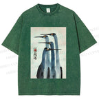 Unisex Fortune Ink Cranes Printed Washed Tee