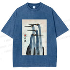 Unisex Fortune Ink Cranes Printed Washed Tee