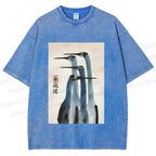 Unisex Fortune Ink Cranes Printed Washed Tee