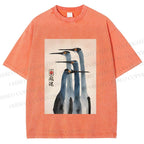 Unisex Fortune Ink Cranes Printed Washed Tee