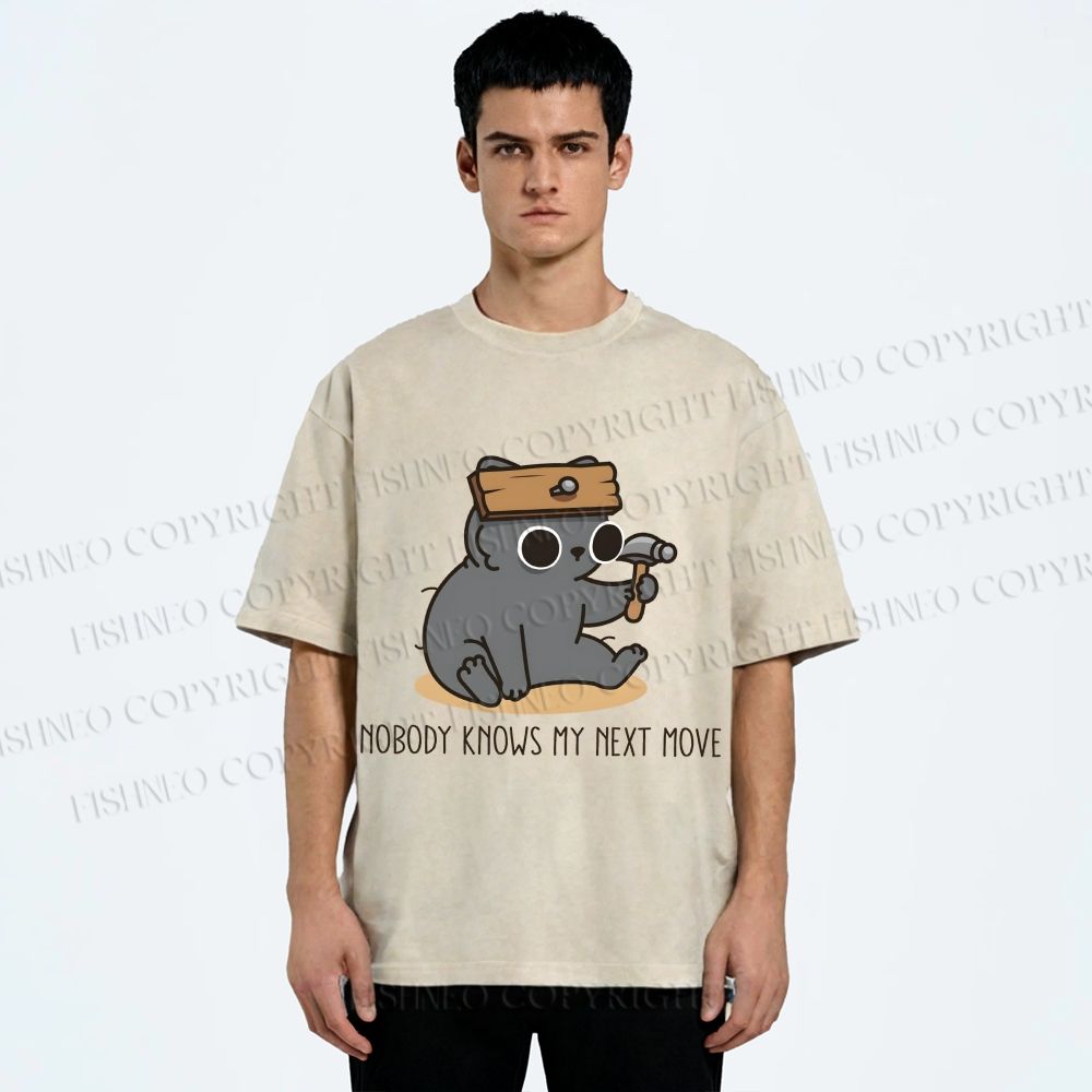 Unisex Nobody Knows My Next Move Printed Washed Tee