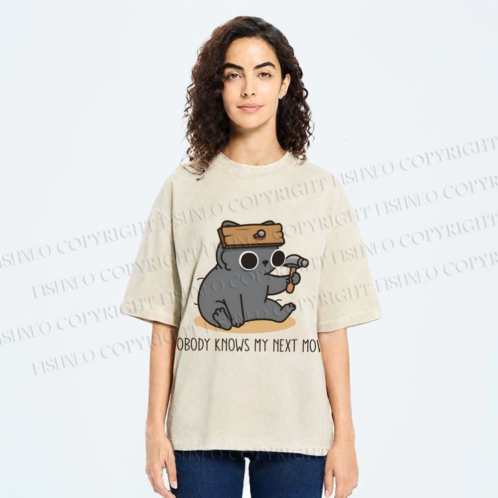 Unisex Nobody Knows My Next Move Printed Washed Tee
