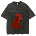 Unisex Rhode Island Red Chicken Printed Washed Tee