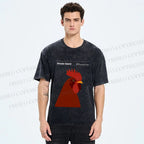 Unisex Rhode Island Red Chicken Printed Washed Tee