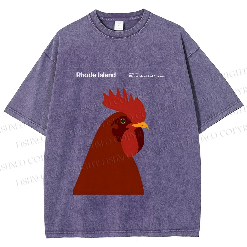 Unisex Rhode Island Red Chicken Printed Washed Tee