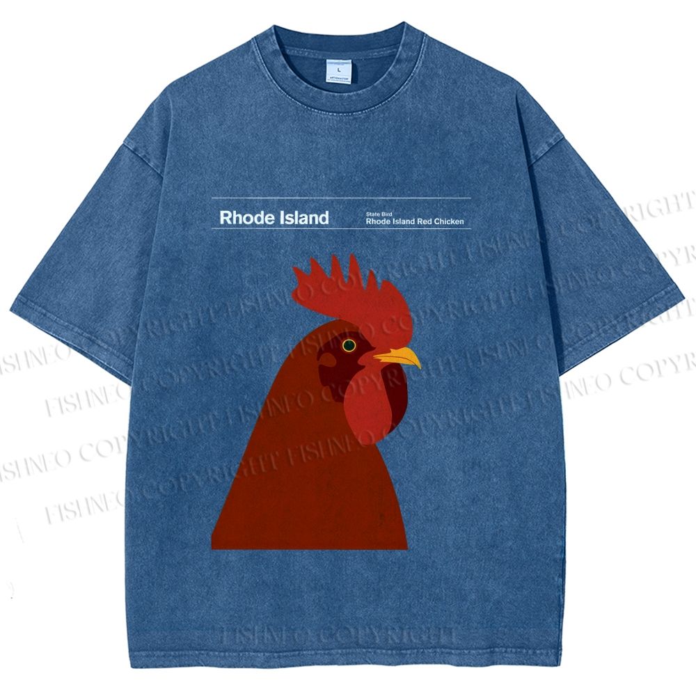 Unisex Rhode Island Red Chicken Printed Washed Tee