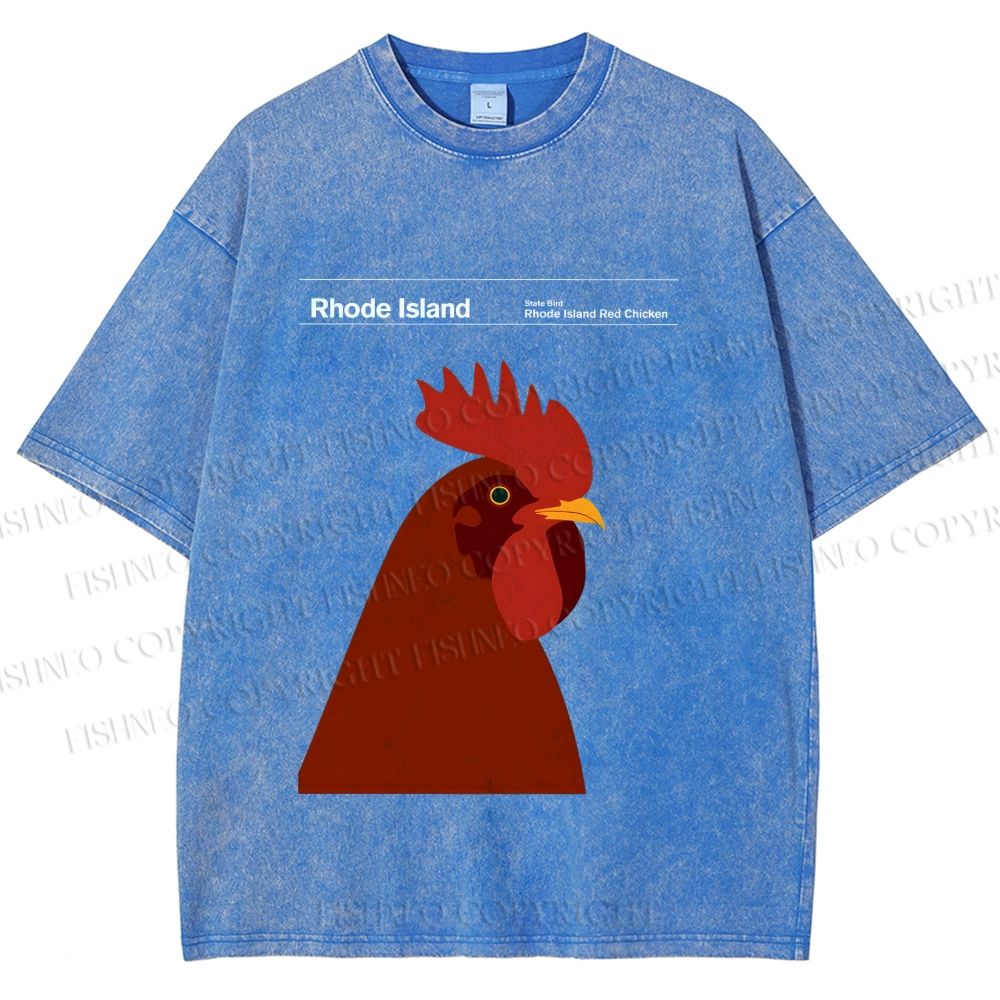 Unisex Rhode Island Red Chicken Printed Washed Tee