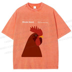 Unisex Rhode Island Red Chicken Printed Washed Tee
