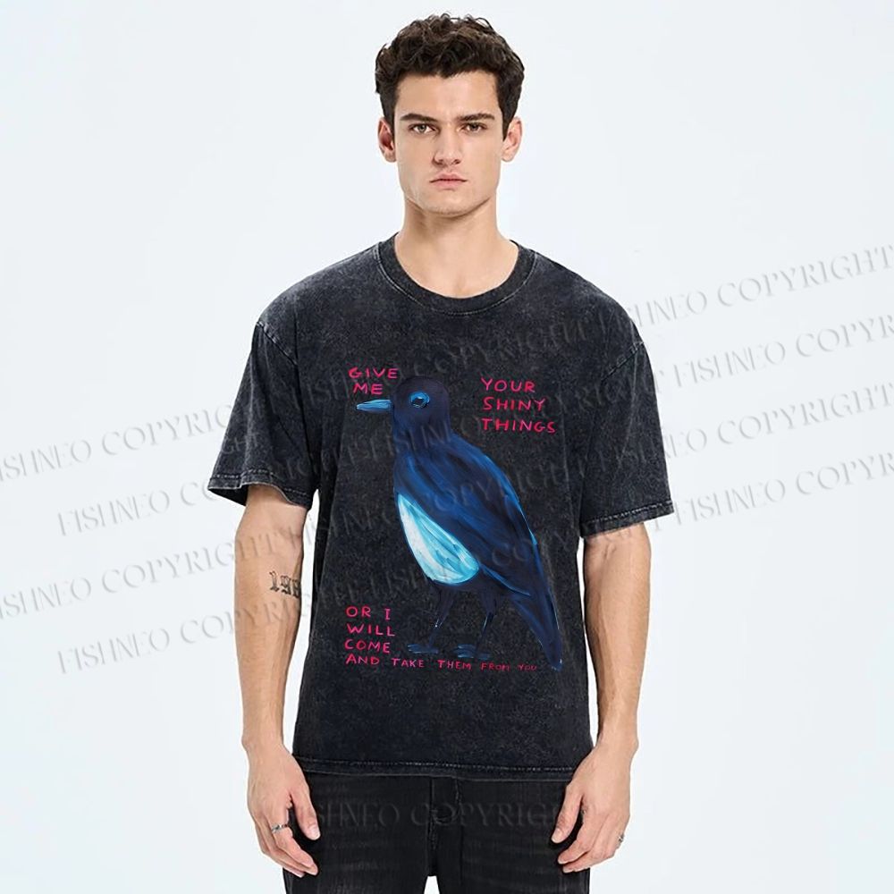 Unisex Give Me Bird Printed Washed Tee