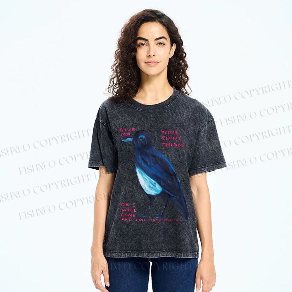 Unisex Give Me Bird Printed Washed Tee