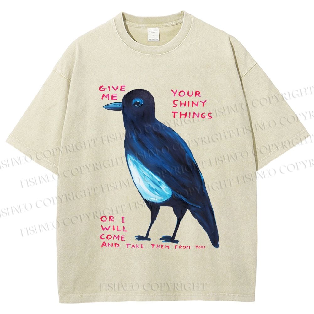 Unisex Give Me Bird Printed Washed Tee