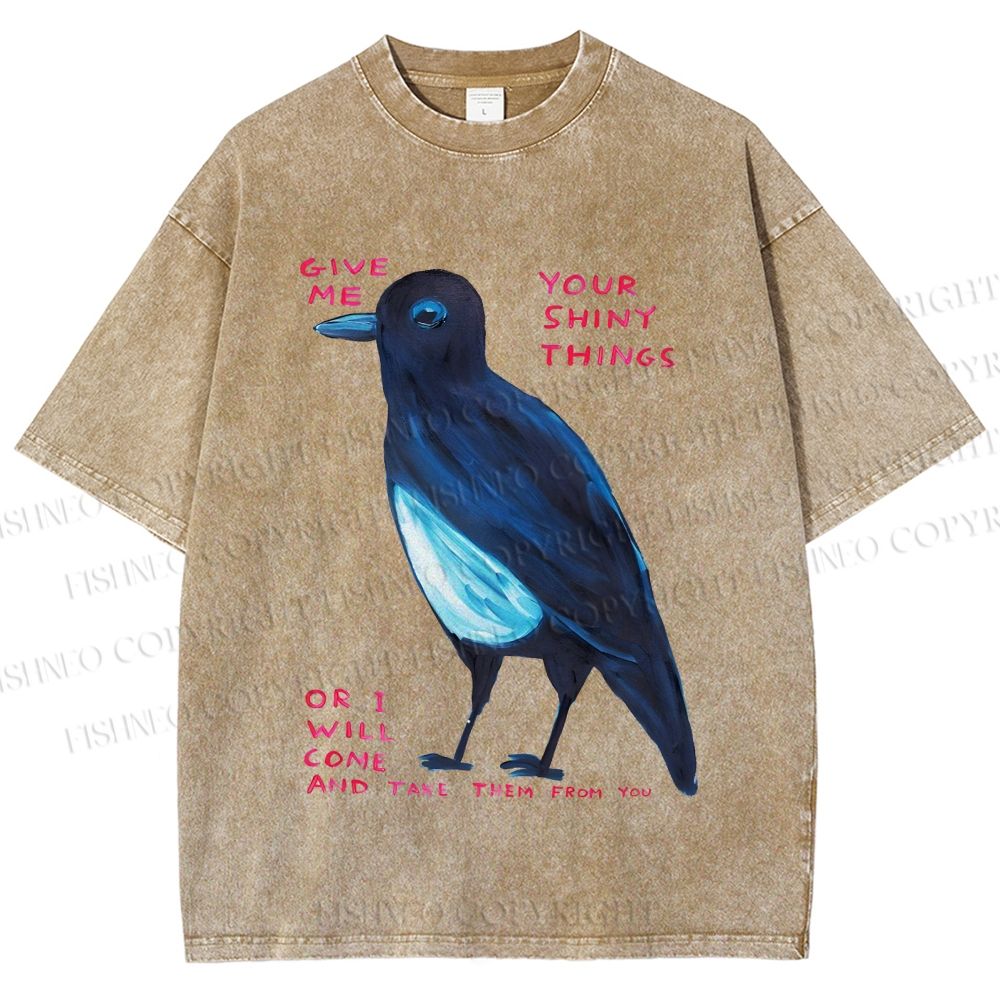 Unisex Give Me Bird Printed Washed Tee