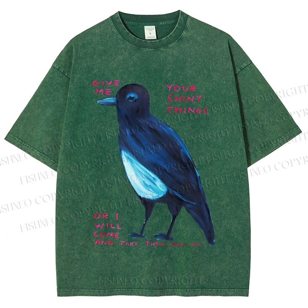 Unisex Give Me Bird Printed Washed Tee