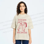 Unisex Cat on High Horse Printed Washed Tee