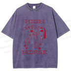 Unisex Cat on High Horse Printed Washed Tee