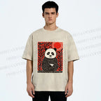 Unisex Panda Printed Washed Tee