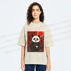 Unisex Panda Printed Washed Tee