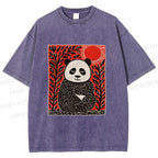 Unisex Panda Printed Washed Tee