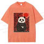 Unisex Panda Printed Washed Tee