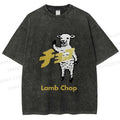 Unisex Japanese Lamb Chop Printed Washed Tee