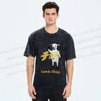 Unisex Japanese Lamb Chop Printed Washed Tee