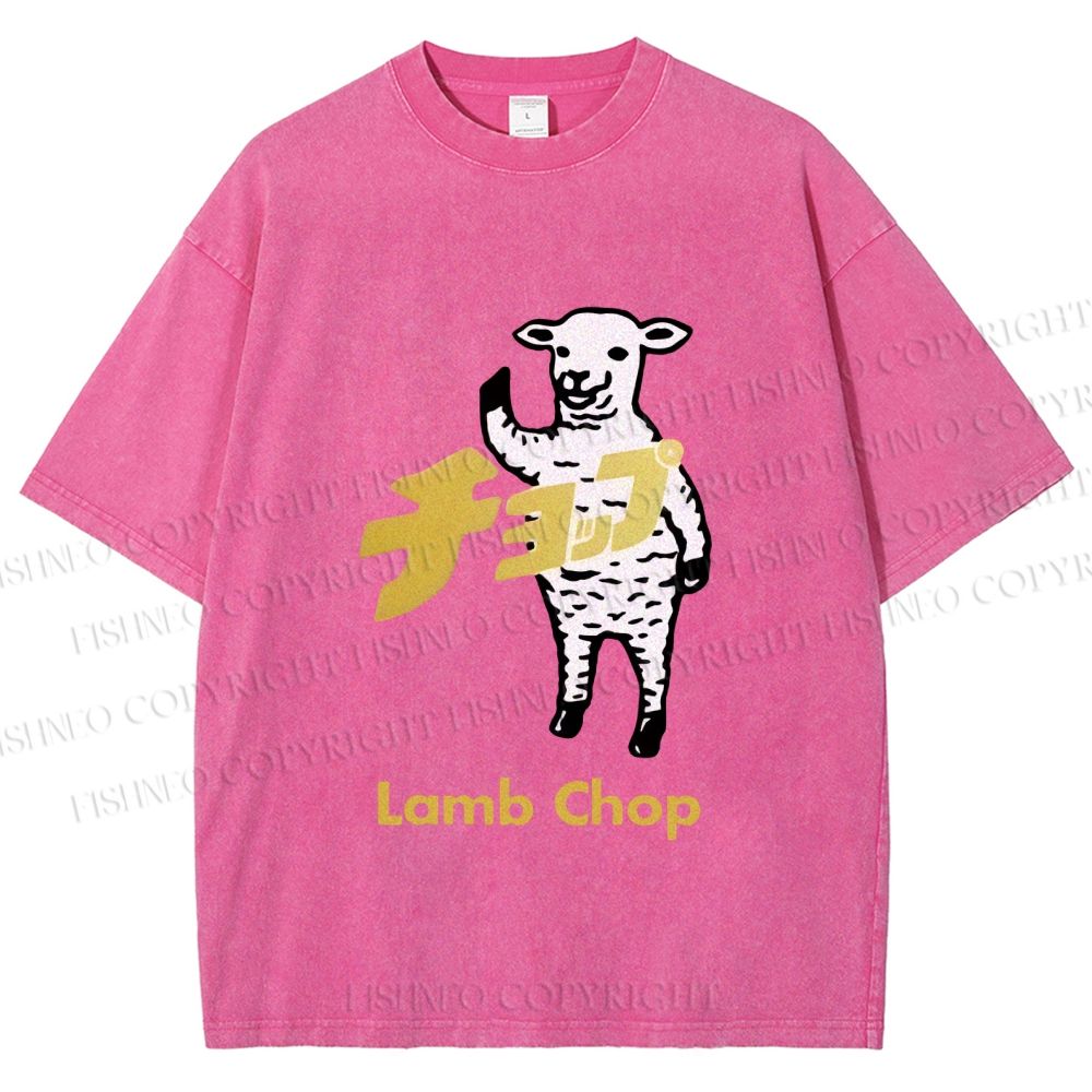 Unisex Japanese Lamb Chop Printed Washed Tee