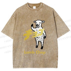 Unisex Japanese Lamb Chop Printed Washed Tee