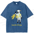 Unisex Japanese Lamb Chop Printed Washed Tee