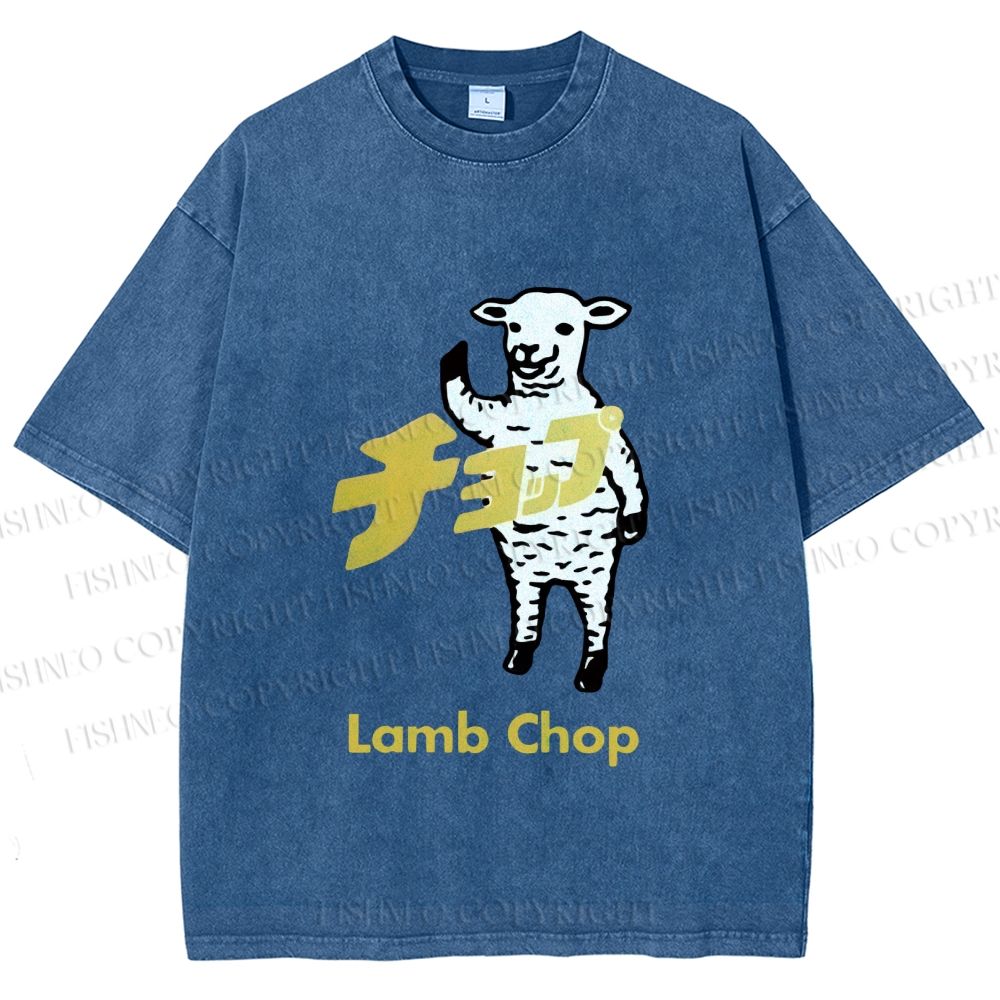 Unisex Japanese Lamb Chop Printed Washed Tee