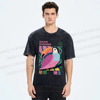 Unisex Yayoi Kusama Bird Printed Washed Tee