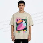 Unisex Yayoi Kusama Bird Printed Washed Tee