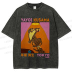 Unisex Yayoi Kusama Funny Panthers Printed Washed Tee