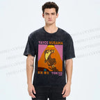 Unisex Yayoi Kusama Funny Panthers Printed Washed Tee