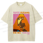 Unisex Yayoi Kusama Funny Panthers Printed Washed Tee