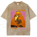 Unisex Yayoi Kusama Funny Panthers Printed Washed Tee