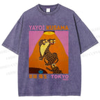 Unisex Yayoi Kusama Funny Panthers Printed Washed Tee
